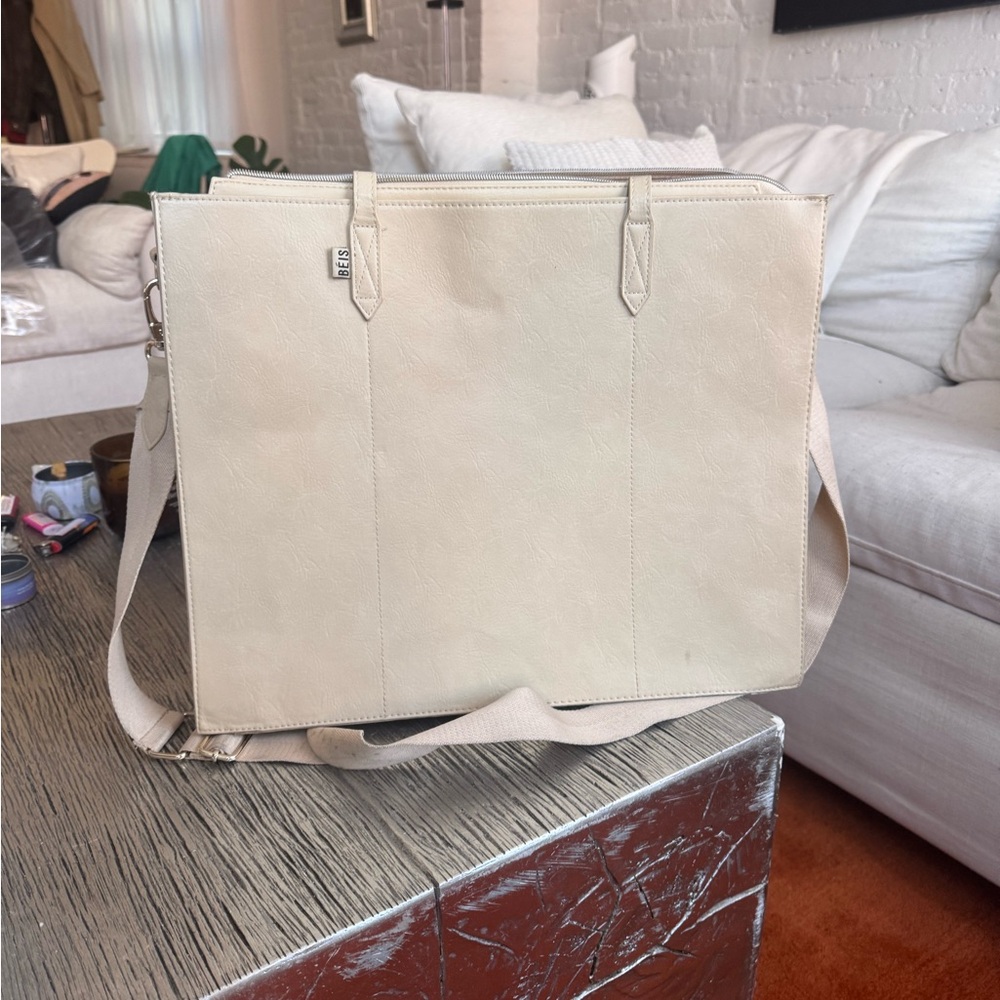 Ivory Beis LargeWork Tote Bag with Shoulder Strap